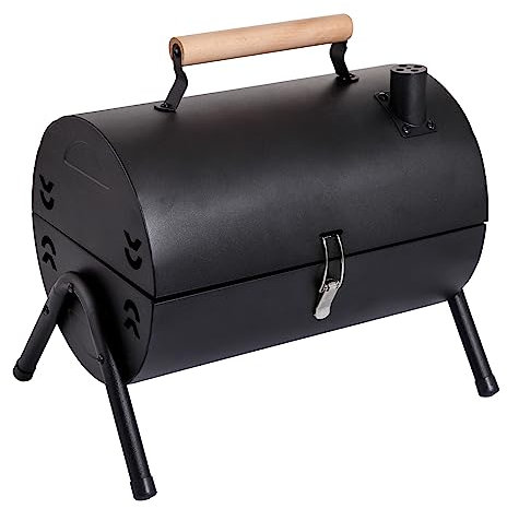 Supernal Tragbarer Holzkohlegrill, Tischkohlegrill, BBQ Grill für Outdoor-Kochen, Camping, Picknicks, Hinterhof, Balkon, schwarz, 2 Kohletank, 2 Backnetz, 1 Backform