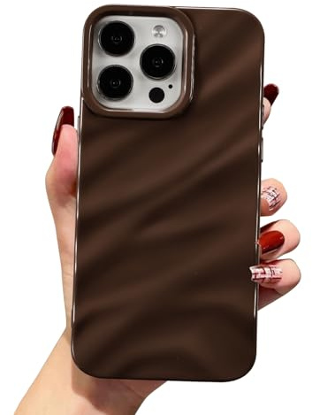 QLTYPRI Niedliche Hülle für iPhone 13 Pro Max, 3D Wellenform Silikon Handyhülle für Frauen Mädchen Weiche Silikon Bumper Schutzhülle Stoßfest Case für iPhone 13 Pro Max - Schokolade