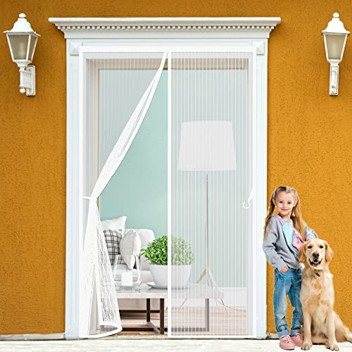 Magnetische Fliegengitter Tür 95 x 205 cm Insektenschutz Magnetvorhang Fliegengitter Tür Insektenschutzvorhang Tür für Balkontür Wohnzimmer Terrassentür, Weiß