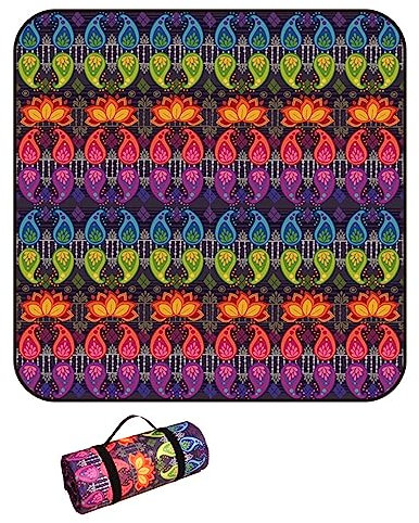 EUPXRHY Picknickdecke Wasserdicht, 3 Schichten Verdickt Groß Piknikdecken Isoliert mit Wasserdichter Rückseite, XXL Picknickdecke Alubeschichtet für Camping, Picknick, F,200x300cm