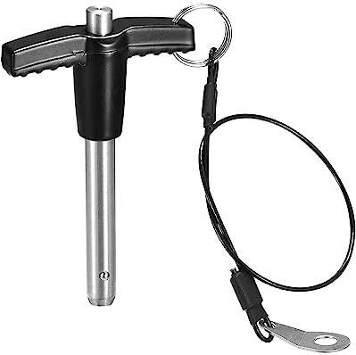 QUARKZMAN T Griff Kugelsperrbolzen 1 Stück 8mm Pin Durchm. 40mm Verwendung Länge T Griff Sicherungsstifte Edelstahl Druckschalter Schnellverschluss Stift mit Schlüsselband Kabel