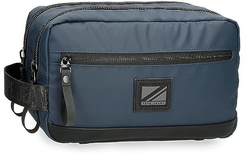 Pepe Jeans Hoxton Trousse de toilette Deux compartiments Bleu 26 x 16 x 12 cm Polyester, bleu, Talla única, Trousse à deux compartiments