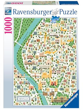 Ravensburger Puzzle: Sevilla-Karte, Puzzle, 1000 Teile, Puzzles für Erwachsene, Puzzle mit 1000 Teilen, Kleber zum Einrahmen von Puzzles, Puzzle für Erwachsene, Weltkarten-Puzzle, 70 x 50 cm