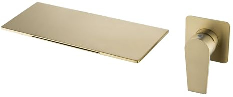Unterputz Armatur Waschbecken Wasserfall Weithals Badezimmer Einhebelmischer G1/2 Waschtischarmatur Wasserfall,Gebürstetes Gold