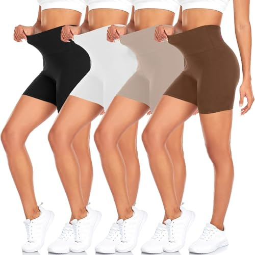 MOREFEEL 4er Pack Radlerhose Damen Kurze Hose Sporthose Shorts Leggings