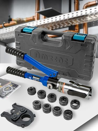 AMZCNC Pinza a pressa professionale con profilo a V e profilo TH, per tubi in rame, tubo in acciaio inox e inserti V12 V15 V18 V22 V28 e TH16 TH20 TH26 TH32