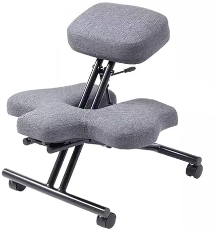 kniestuhl ergonomisch Tragbarer Kniestuhl mit Rollen, grau, Bodenstuhl, verstellbarer Neigungswinkel, mehrere Sitzpositionen, Bürostuhl mit gekreuzten Beinen, Meditationssitz zur Reduzierung von Rücke