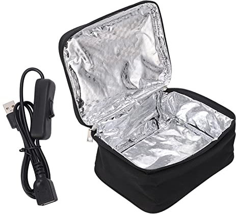 Portable Lunch Bag Oven, USB Charging Lunch Box Food Heater Aluminum Film Liner Heated Lunch Box with 2 Heating Methods for Office Travel Home Kitchen