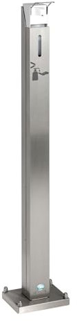 PROREGAL Robuster Handdesinfektionsspender mit Spender | Bodenmontage | HxBxT 120x18x23cm | Edelstahl | Silber | Spender Desinfizieren