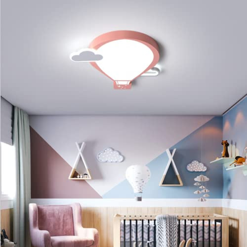 SSNCcNC Dimmbare LED-Deckenleuchte Mit Fernbedienung Wolken Heißluftballon Entwurf Modern Kinder Schlafzimmer Deckenlampe Zum Junge Mädel Schlafzimmer Leuchter 45cm,Rosa