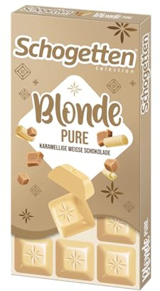 Schogetten Blonde Pure I Karamell mit weißer Schokolade I 100 g SchokoladentafelI praktisch einzeln portioniert