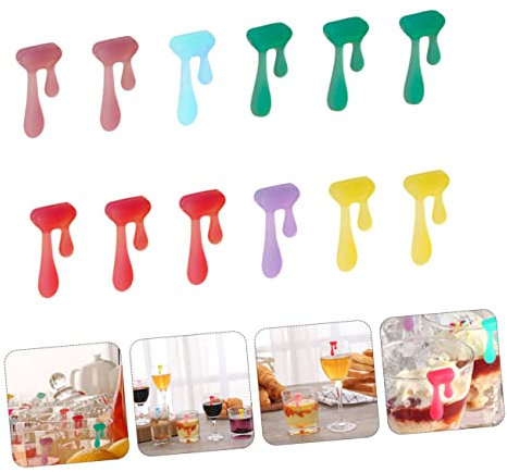 CIYODO 18pcs Water Drop Design Wine Glass Markers Cup Marking Labels Party Glass Charms for Wine Identifier Use at Party Events Random Color