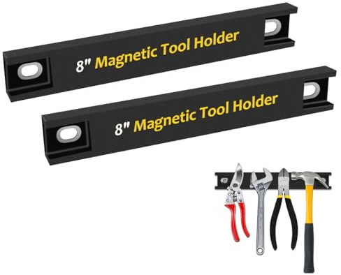 UCINNOVATE Magnetic Tool Holder with Rubber Protection, 2 Pack 8 Inch Heavy Duty Wall Mounted Tool Organizer for Garage, Workshop, and Home Use, Securely Hold Wrenches, Screwdrivers, Pliers, and Tools