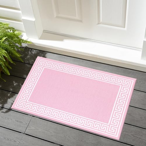 renoazul® Door Matts Indoor Greeky Rug - 50 x 80 cm, Pink Rubber Door Mat