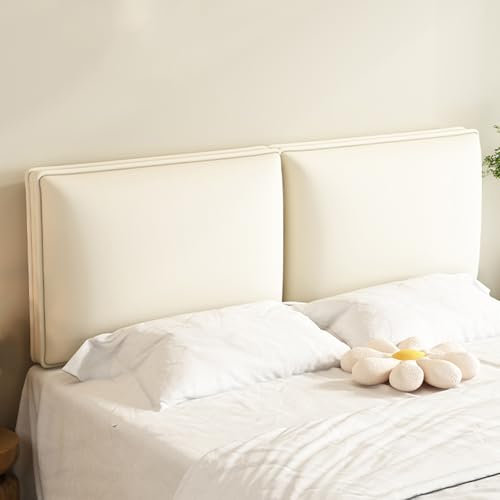 Gepolstertes Wandkissen, Kopfteil für Schlafsaal, Bett, weiß, einfarbig, großes Kissen mit Lendenwirbelstütze und abnehmbarem Bezug, 200 x 58 x 10 cm