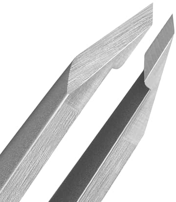 NILIYA Tweezers for Women Facial Hair, Precision Slant Eyebrow Tweezers, Sharp Plucker for Remove Hair and Blackhead, With Travel Case (Silver)