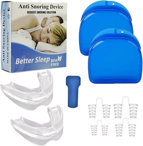 KBRPEY 1Kit Antirronquidos Completo Protector Bucal Dilatador Nasal Dispositivo Antiapnea Solución Respiración Nocturna Mejora Calidad Sueño