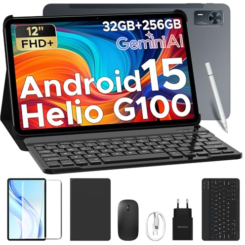 DOOGEE Tab E3+ VIP Android 15 Tablet 12 Pulgadas, 32GB+256GB/2TB G100 con Gemini AI,8800mAh Tablet con Teclado y Lapiz, 4G Dual SIM Tableta Gaming, 13MP+5MP, WiFi 5G/GPS/OTG/Face ID/Jack 3.5mm