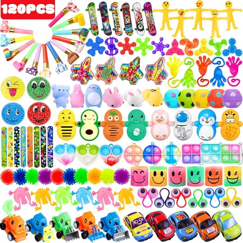 Chennyfun 120 Pcs Juguetes de Fiesta a Granel Lote, Relleno Piñata Cumpleaños Infantil Rellenar Bolsas de Fiesta, Party Favores Juguetes, Cumpleaños Navidad Halloween Easter Regalos Para Niño Niña