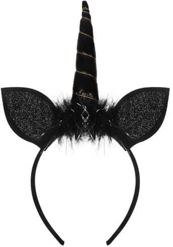 GALPADA Einhorn Haarreif FüR MäDchen Und Kinder Lustiges KostüM ZubehöR FüR Karneval Und Geburtstagsfeiern Schwarz Perfekt FüR Cosplay Und Foto-Requisiten