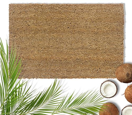 Carpido Paillasson Coco 50 x 80 cm très résistant - 16mm Tapis Coco Naturel antibactérien - Paillasson Anti-salissures écologique