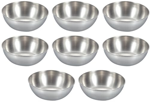 Abiyou Edelstahl Mini Dipschalen, 8 Stück Edelstahl Saucenschälchen, Runde Saucenschälchen, Soßenschale Saucenschale, für Ketchup, Senf, Chilisauce, Salatdressing (Silber)