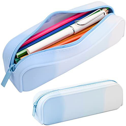 minimaliving Silicone Federmäppchen Schreibwaren Organizer, Federtasche für Schule und Büro (Blau)