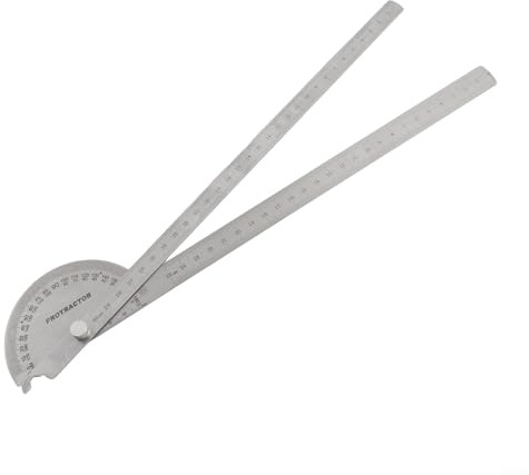 Goniometro e righello professionale in acciaio inossidabile con misurazione dell'angolo di 0 180 gradi e scala ottica chiara per incisione, include vite di bloccaggio regolabile per stabilità (90 x