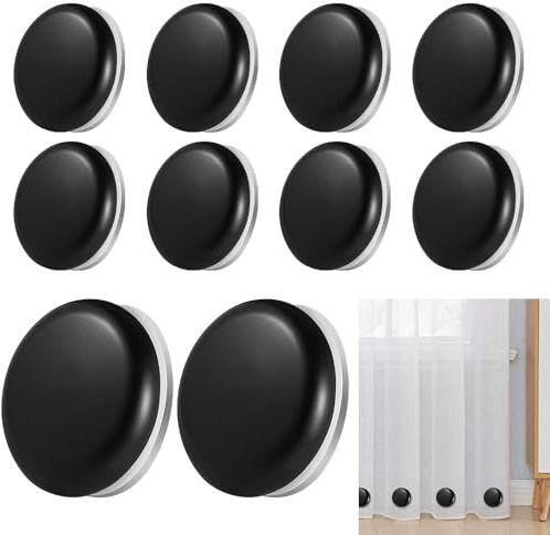 Udbrud 10 Pezzi Magnetici Fermatovaglia da Tavola, Pesi per Tovaglia da Esterno con Calamita, Pesi per Tende in Acciaio Inossidabile per Giardino Frigorifero Tenda da Doccia Tende Lavagna (Nero)