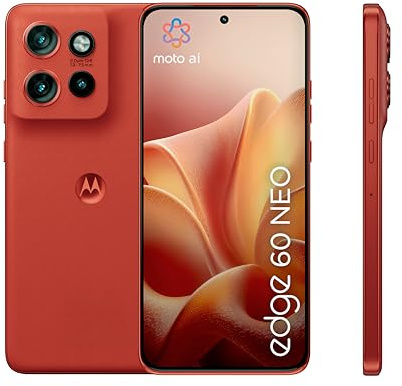 Moto Edge 60 Neo 12 256 Poinciana Rouge | batterie 5000 mAh, écran pOLED 6,36″, Triple caméra: capteur principal 50 MP, IP68/IP69 résistant à eau et poussière