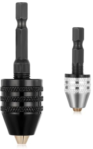 LXUEJIE Lot de 2 adaptateurs de mandrin de perceuse sans clé, mandrin de perceuse de 6,3 mm pour visseuse à percussion à tige hexagonale sans clé, adaptateur d'extension à changement rapide en 0,3 à