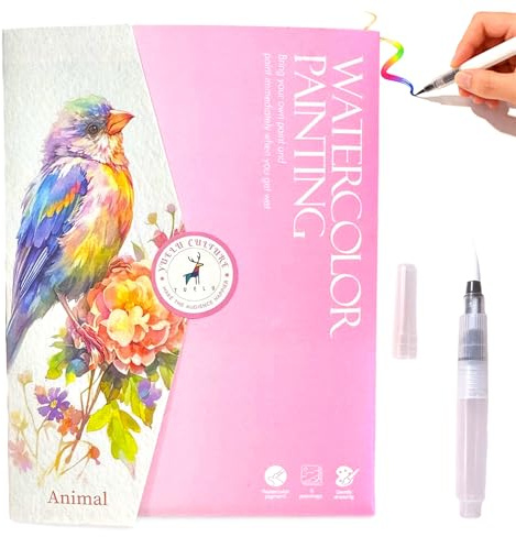 NANASUGUR Tragbare Aquarell-Arbeitsbücher Set Aquarellmalerei Aquarellblock Malbücher Malbuch mit Wasserfarben Aquarellpapier Ausmalen für Unterwegs