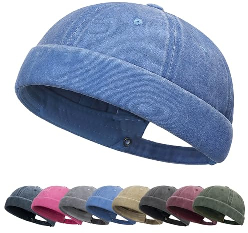 Tiakay Casquette Docker Homme en Coton Vintage - sans Bordure Style Marin pour Port Quotidien Décontracté et Outdoor
