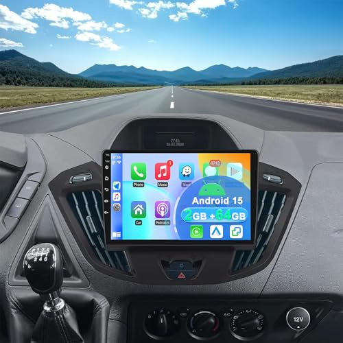 2+64G Autoradio per Ford Transit Touareg 2013-2018 con Carplay Android Auto | Android 15 9 pollici Touch Screen Stereo Radio Lettore Multimediale con navigazione GPS FM RDS DAB+ SWC Mirror Link WiFi