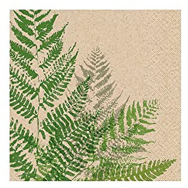 Paper + Design Recyceltes 2-lagiges Handtuch, 25 x 25 cm, Farn-Design, 25 x 25 cm