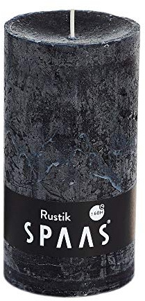 Spaas 8 Rustic Unscented Pillar Candles Hours-Black 8 rustikale Stumpenkerzen 70/130 mm, ± 60 Stunden, schwarz, Paraffinwachs, D 70 mm x H