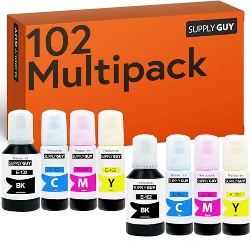 Supply Guy Tinte kompatibel mit Epson 102 für EcoTank ET-4850 ET-2850 ET-2856 ET-3850 ET-4856 ET-15000 (2x127ml, 6x70ml Tintenflaschen)