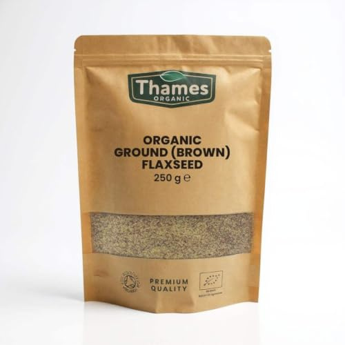 Organic Ground Flaxseed | Linseed-Certified Organic 250g, Non-GMO, Vegan, No Additives, No Preservatives, Resealable Bag by Thames Organic Brown 250g