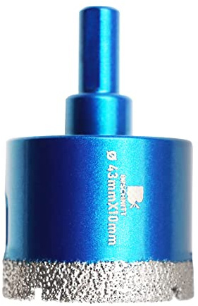 Diamant Trockenbohrer Fliesenbohrer 43mm BRSCHNITT Diamant Bohrkrone - Lochsäge für Keramik, Granit, Porzellan, Fliesen, Feinsteinzeug, Mauerwerk, Marmor.