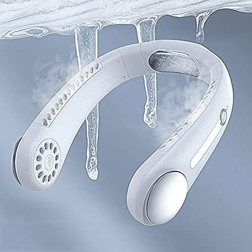 [Instant Cooling] Personal Air Conditioner Neck Fan Built-in Refrigerating Chip Wearable Cooling Fan with 360° Wind Outlets Portable Bladeless Neck Fan for Hot Flashes