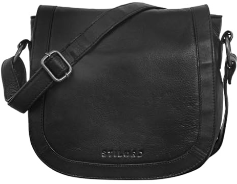 STILORD Diana Handtasche Damen Leder Braun Elegante Umhängetasche Frauen Kleine Tasche Schultertasche Crossbody Bag Ausgehtasche Vintage Echtleder Farbe:schwarz