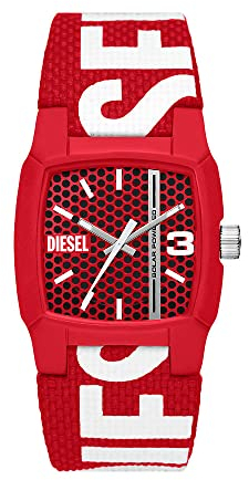 Diesel Cliffhanger Montre pour Homme, Mouvement Quartz avec Bracelet en Silicone, Acier Inoxydable ou Cuir, Rouge et Blanc, 36mm