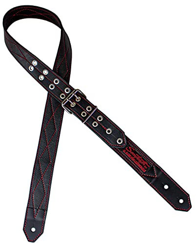 Sawtooth Red Diamond Gitarrengurt aus Leder, 5,1 cm breit, handgefertigt in den USA (ST