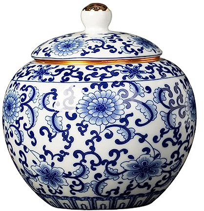 Ronyme Traditionelle Chinoiserie-Ingwergläser, antike Porzellandose, Teedose, vielseitiger Organizer, Blaue und weiße Vase für Sammlung, Büro, Schlafzimmer, Stil b