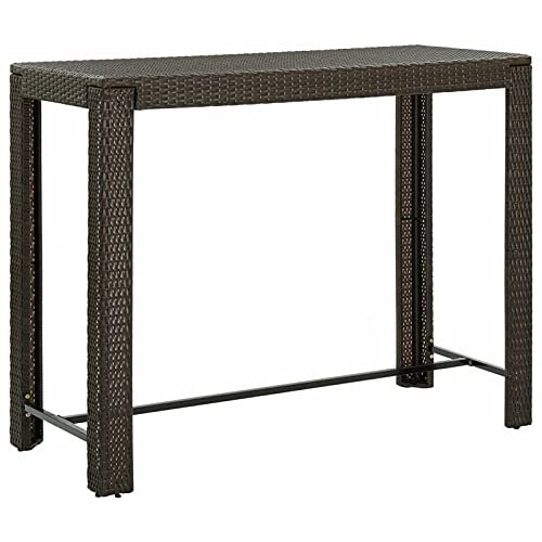 Homgoday Gartentisch Stehtisch, braun, 140,5 x 60,5 x 110,5 cm, Polyrattan, für den Außenbereich, Sofa, Gartenliege, Outdoor-Sofa