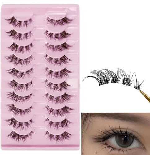 LacyMC Faux Cils 10 Paires,Cat Eye Half Lashes Coin Cils Oeil de Chat Doux Corner Eyelashes,Reutilisable Corner Eyelashes(Style Oeil de Renard)