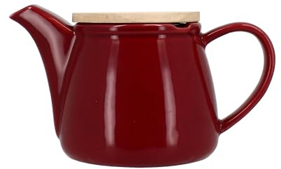 NOVASTYL - Théière anna 500ml en grès magenta avec couvercle en hevea - 3020357