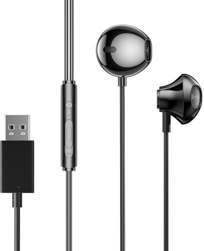 Numlot Écouteurs Intra-Auriculaires USB,Casque Filaire avec Micro Contrôle du Volume,Casque Micro pc,Casque Gamer,Casque Ecouteur Gaming pour PS4 PS5 Mac PC Ordinateur Portable