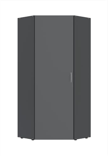Lomadox Eckschrank mit 5 Böden, Graphit, B/H/T ca. 80/185/80 cm