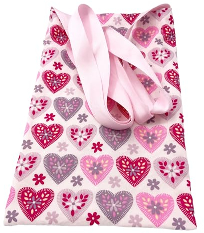 ClaresSewCrafty Syringe Driver Bag Storage bag, approx 11.5 H x 6.5 W/Chemo Pump Bag with Cross Body Strap (White Hearts)